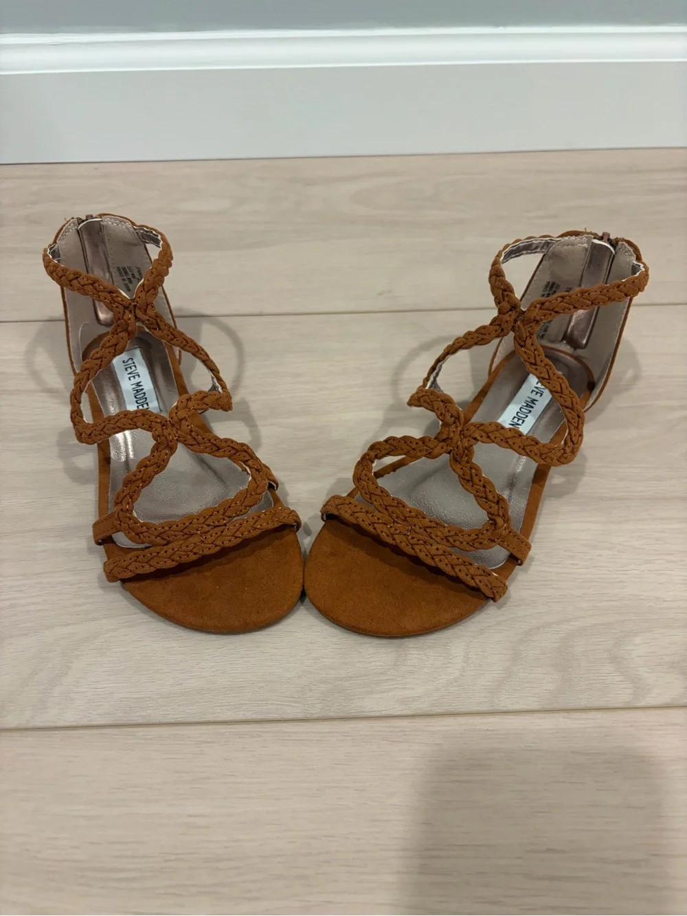 Steve Madden Braided Strappy Sandals — Tan Brown